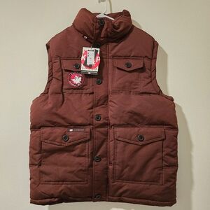 Canada WeatherGear‎ Mens Puffer Utility Vest Brick Burgundy NWT Size XL